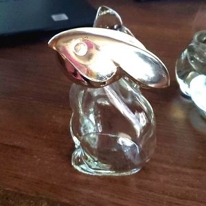 AVON Rabbit Perfume Bottle with Metallic Color Plastic Head-EC